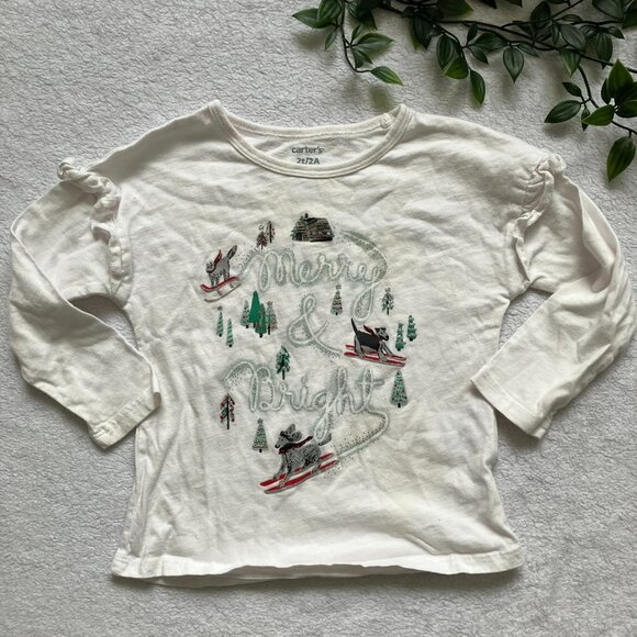 FREE w/Purchase Carter’s Toddler Tee 2T | Winter Holiday Long Sleeve Shirt - Picture 1 of 16